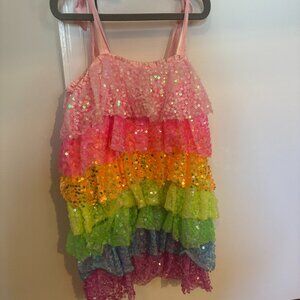 Lola + The Boys tiered sequin rainbow dress size 2